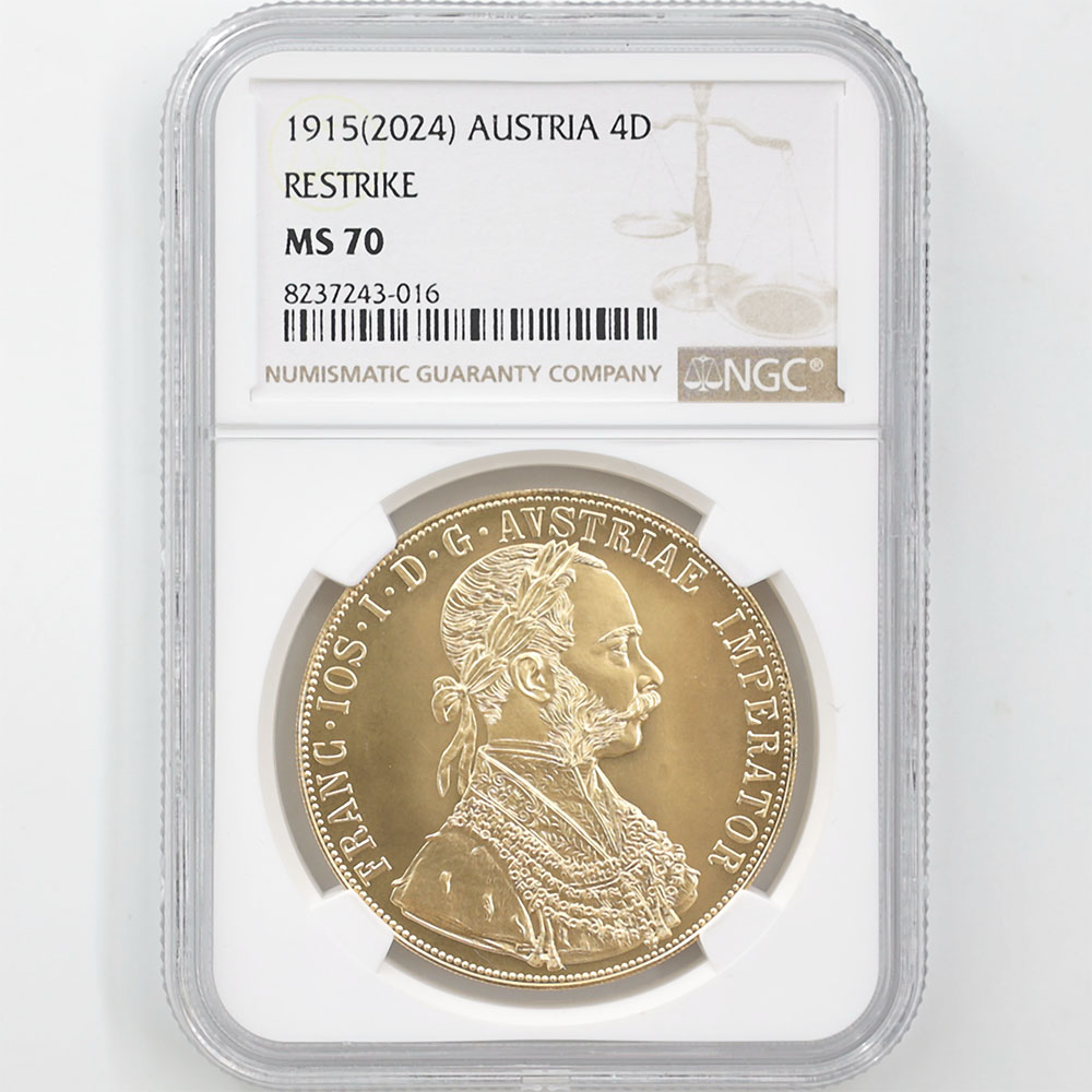 1915 Austria Franz Joseph I Restrike 4 Ducats 13.96 Grams Gold Coin NGC MS 70