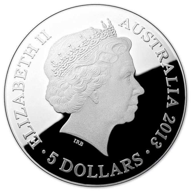 2013 Australia Southern Sky Pavo 5 Australian Dollars 1 oz Colorized Domed Silver Proof Coin