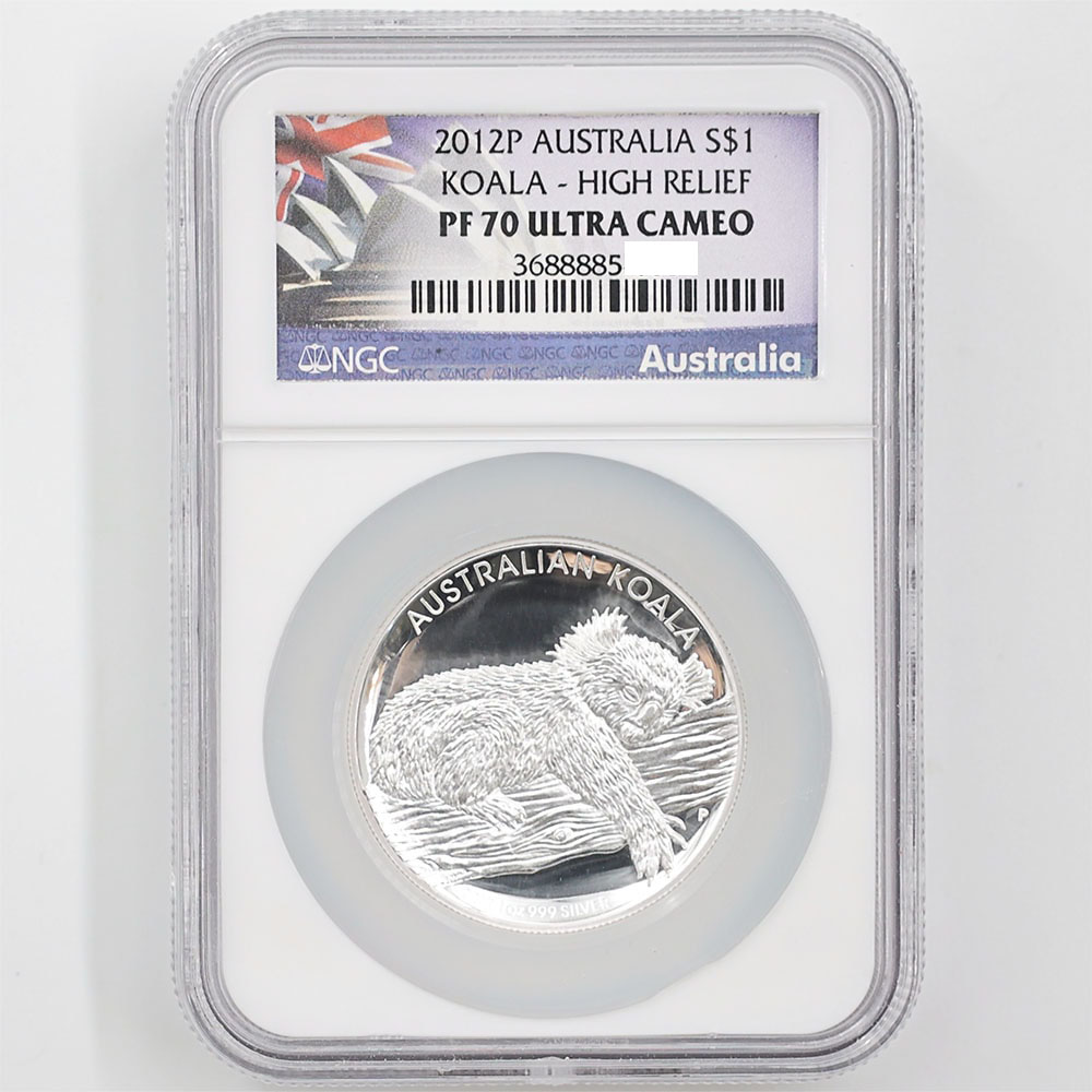 2012 Australia Koala 1 Australian Dollar 1 oz High Relief Silver Proof Coin NGC PF 70 UC