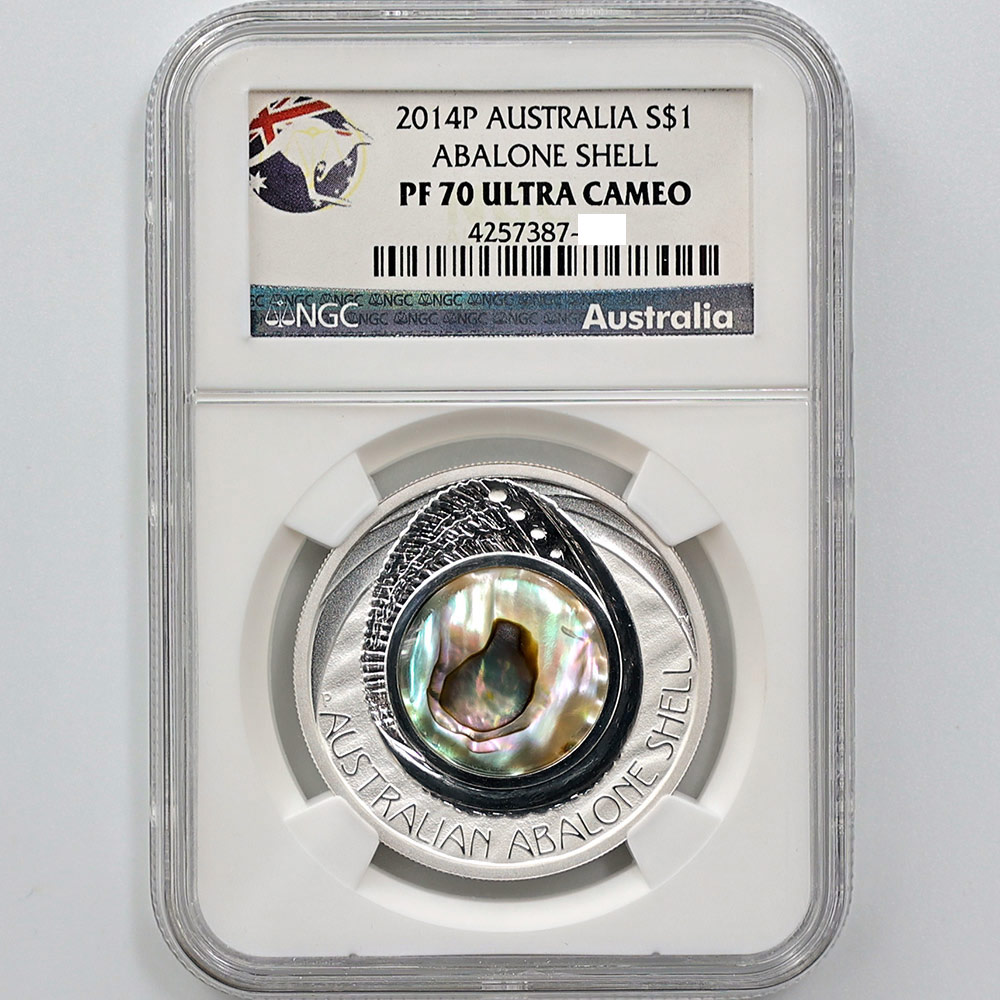 2014 Australia Abalone Shell 1Australian Dollar 1 oz Silver Proof Coin NGC PF 70 UC