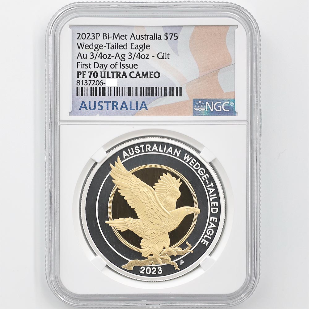 2023 Australia Wedge-tailed Eagle 75 Australian Dollars 1.5oz Bi-Metal Proof Coin High Relief NGC PF 70 UC FDOI