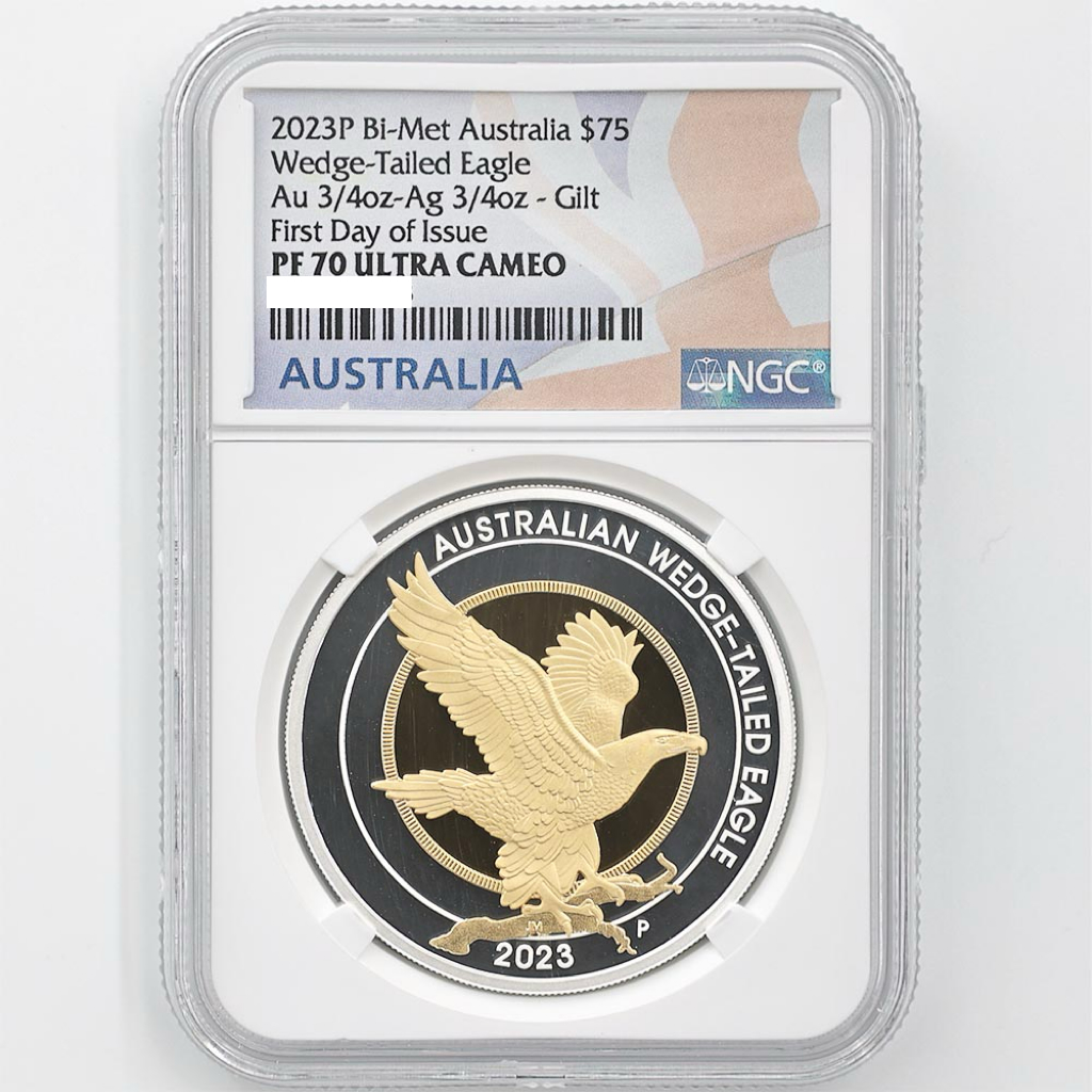 2023 Australia Wedge-tailed Eagle 75 Australian Dollars 1.5oz Bi-Metal Proof Coin NGC PF 70 UC First Day of lssue