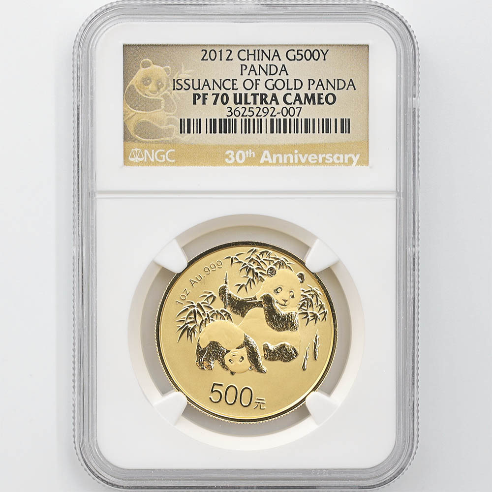 2012 China Panda 30th Anniversary 500 Yuan 1 oz Gold Proof Coin NGC PF 70 UC