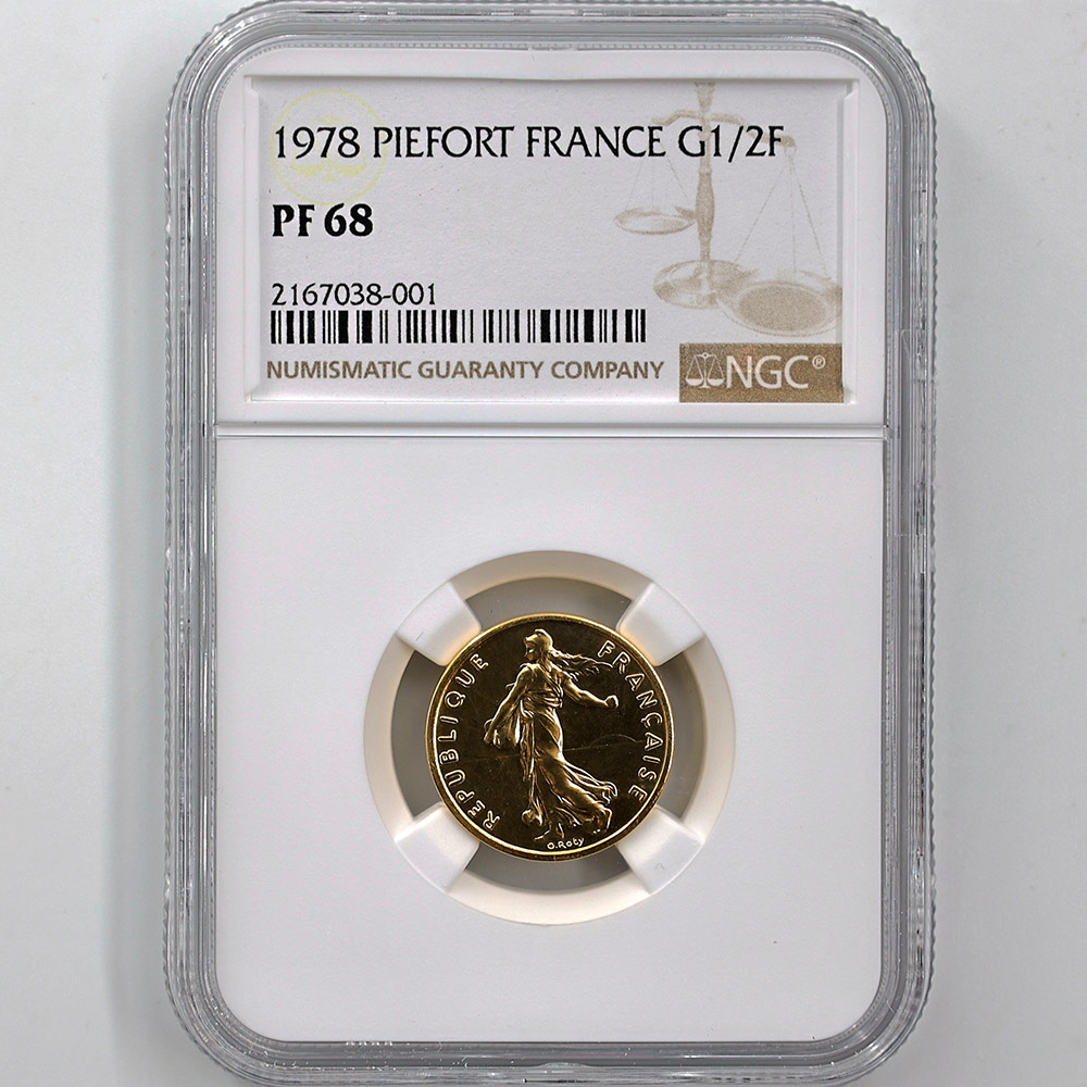 1978 France The Sower Piedfort 1/2 Francs 18.5 Grams Gold Proof Coin NGC PF 68