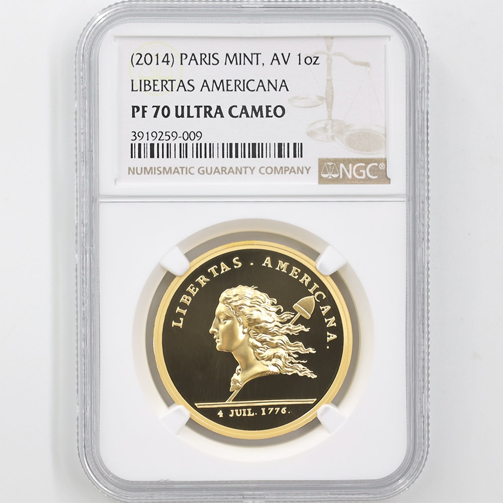 2014 France Libertas Americana 1oz High Relief Gold Proof Coin NGC PF 70 UC