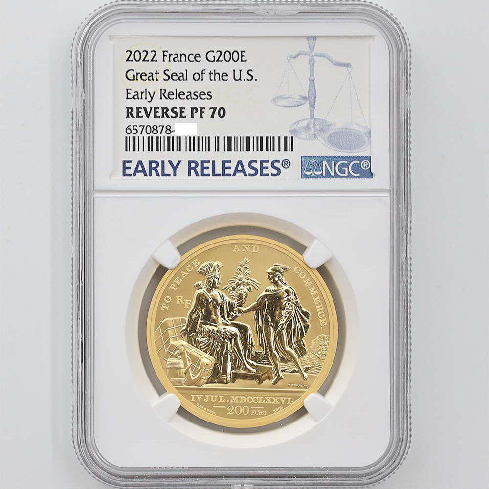 2022 France Great Seal of the U.S. 200 Euros 1 oz Gold Proof Coin NGC REVERSE PF 70 Early Releases