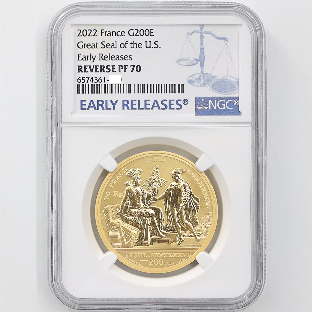 2022 France Great Seal of the U.S. 200 Euros 1 oz Gold Proof Coin NGC REVERSE PF 70 Early Releases