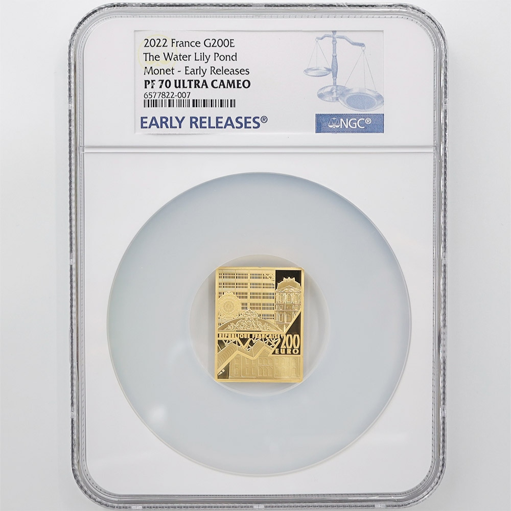 2022 France Monet the Water Lily Pond 200 Euros 1oz Gold Proof Coin NGC PF 70 UC Early Releases