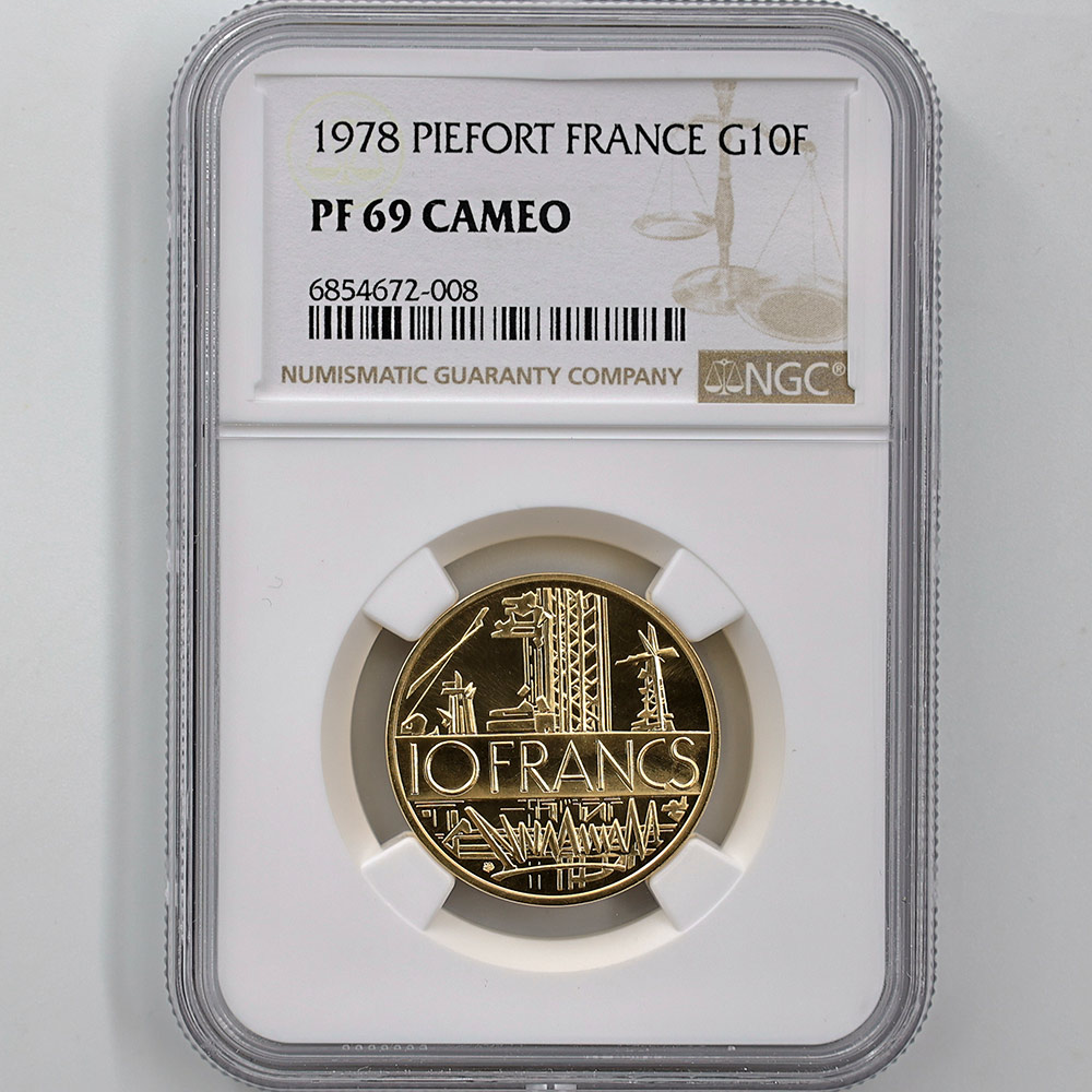 1978 France 10 Francs 38.9 Grams Piedfort Gold Proof Coin NGC PF 69 CAMEO