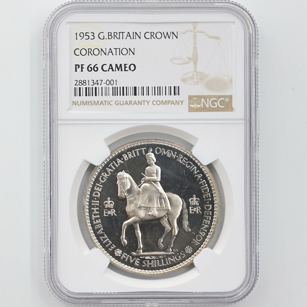 1953 Great Britain Elizabeth II Coronation 1 Crown 28.28 Grams Copper-nickel Proof Coin NGC PF 66 CAMEO 