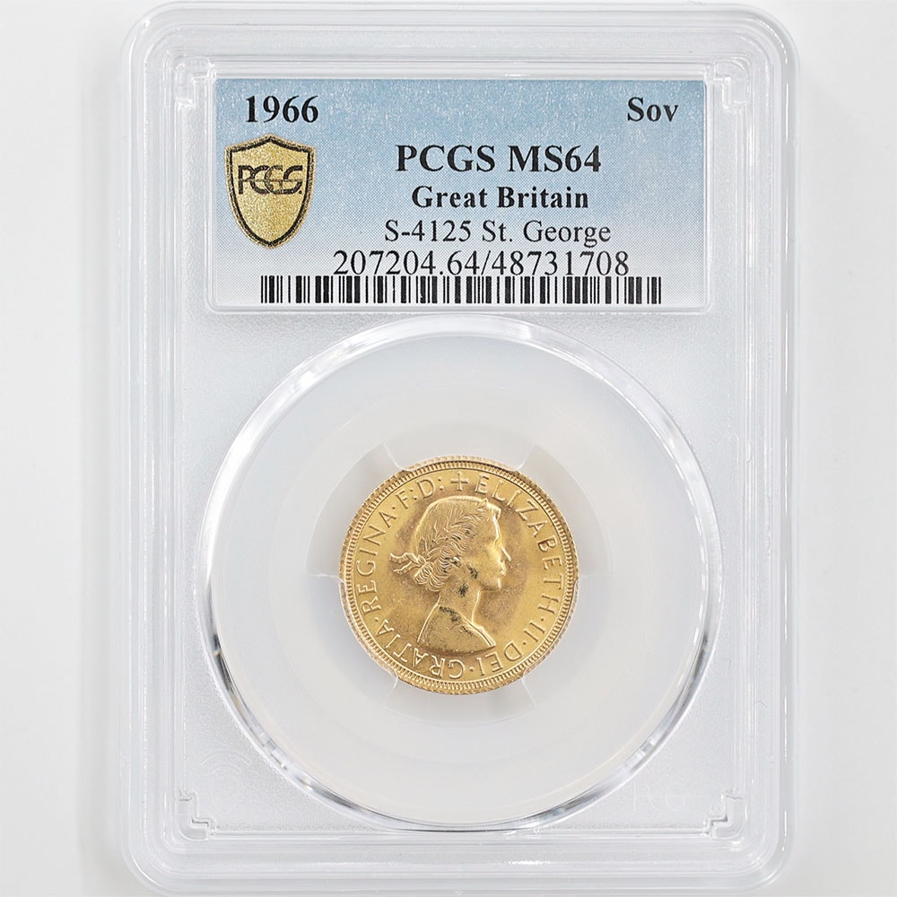 1966 Great Britain Elizabeth II Sovereign Gold Coin PCGS  MS 64