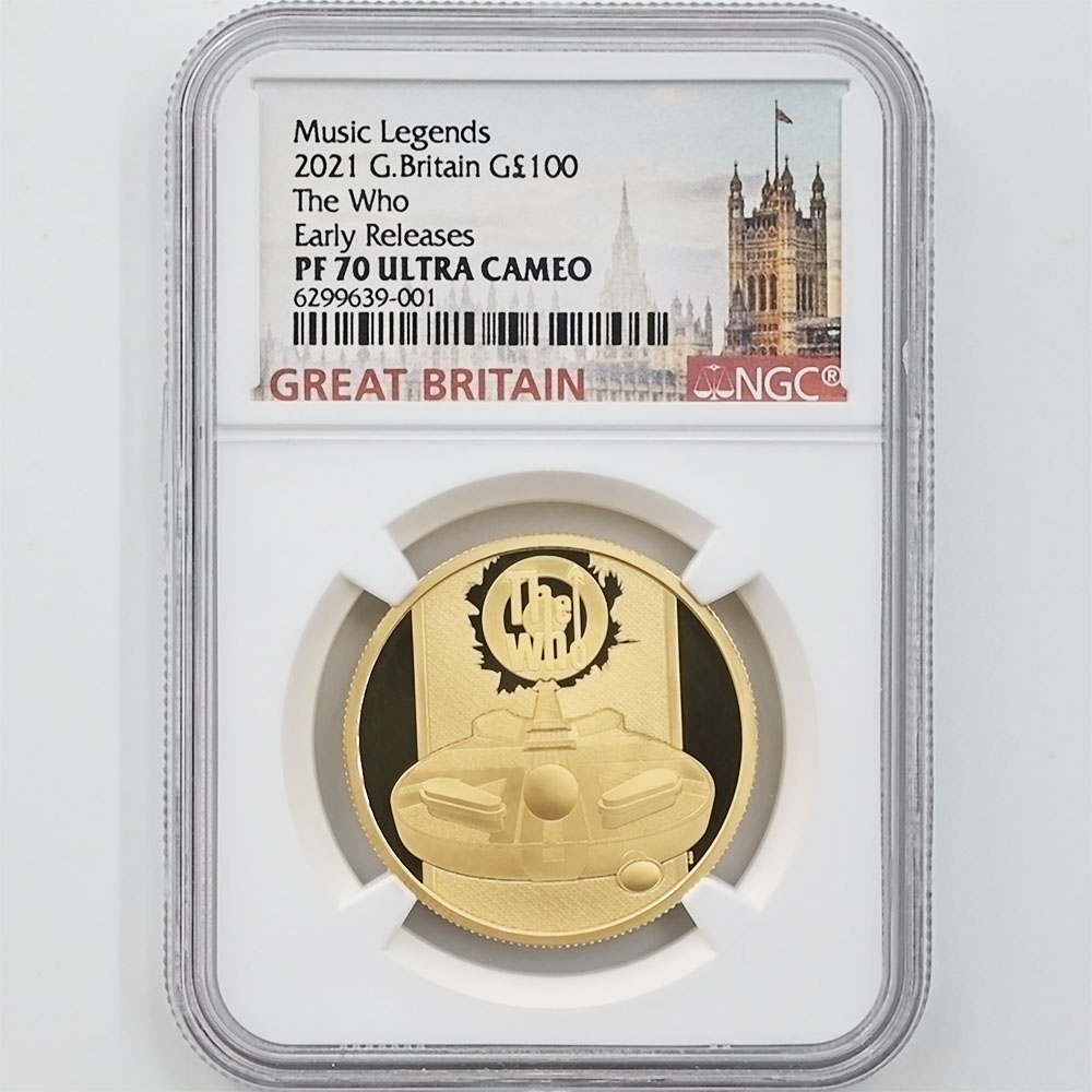2021 Great Britain Musiz Legends the Who 100 Pounds 1 oz Gold Proof Coin NGC PF 70 UC Early Releases