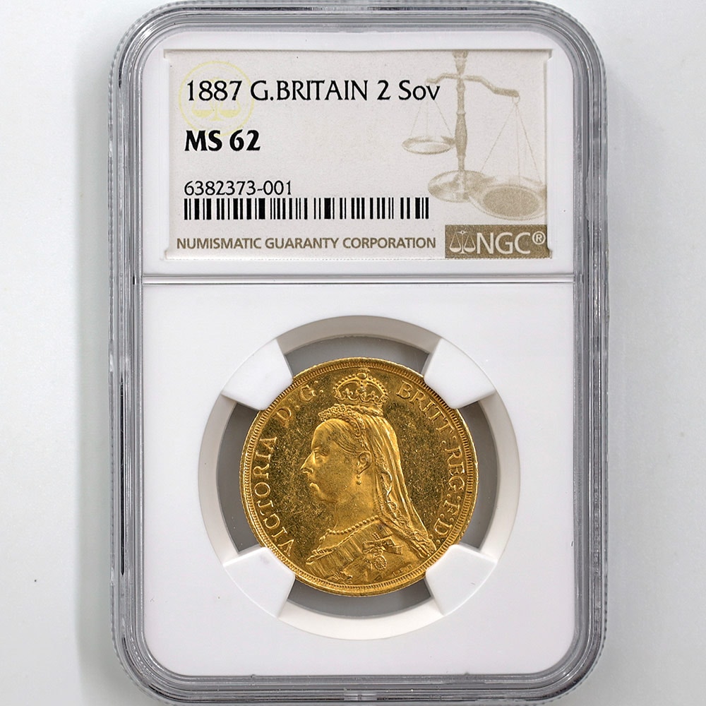 1887 Great Britain Queen Victoria Jubilee Head 2 Pounds NGC MS 62