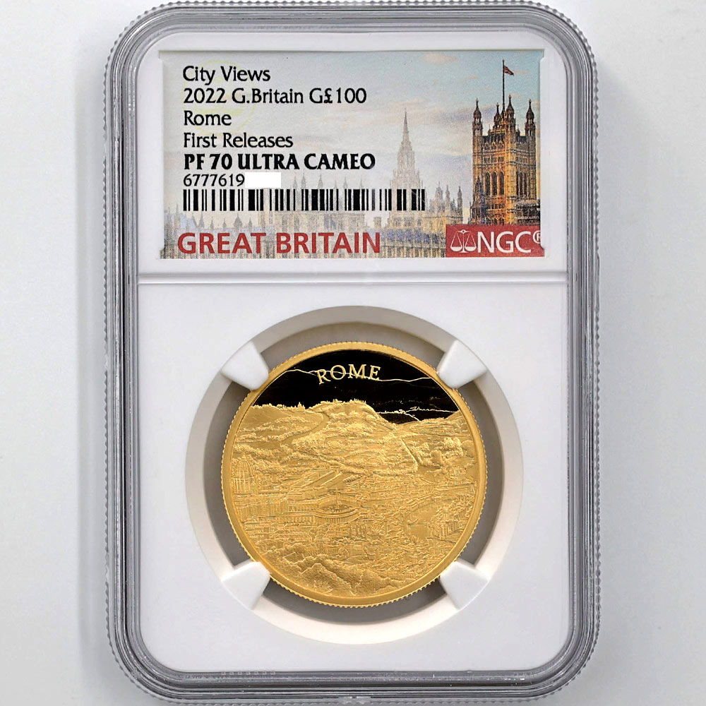  2022 Great Britain City Views Rome 100 Pounds 1 oz Gold Proof Coin NGC PF 70 UC First Releases
