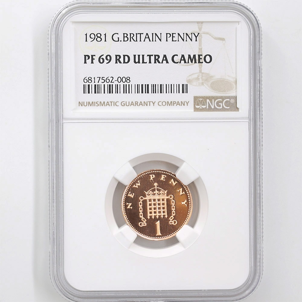 1981 Great Britain Queen Elizabeth Ⅱ 1 New Penny 3.56 Grams Bronze Proof Coin NGC PF 69 RD UC