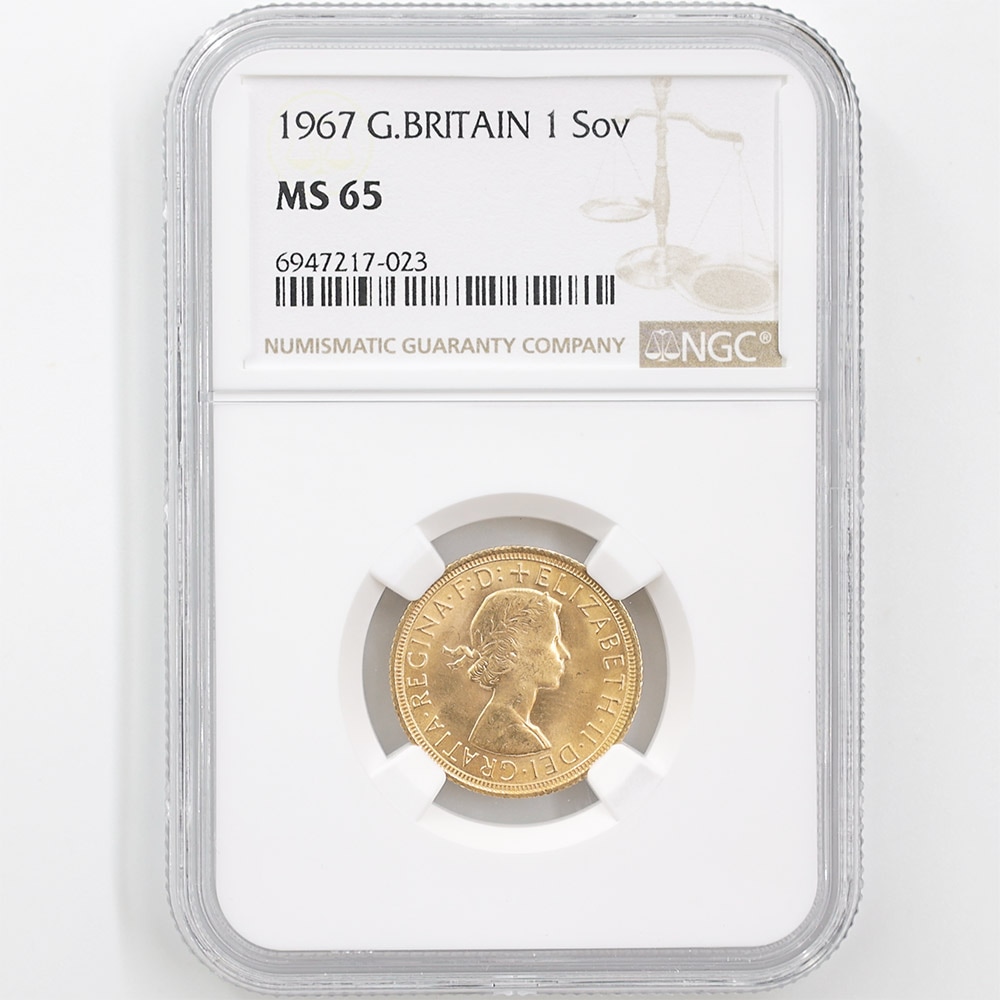 1967 Great Britain Elizabeth II Sovereign Gold Coin NGC MS 65