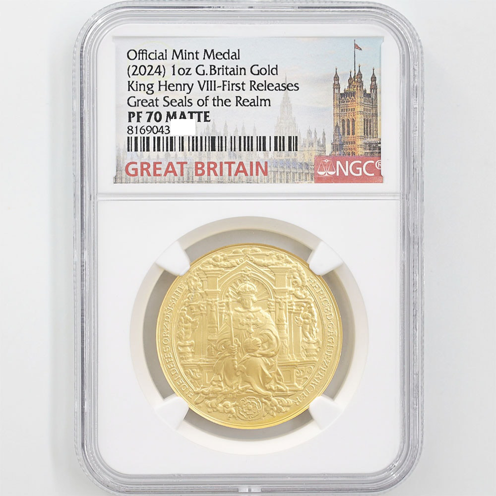 2024 Great Britain  King  Henry VIII Great Seal of the Realm 1 oz Gold Proof Coin NGC PF 70 MATTE First Release 