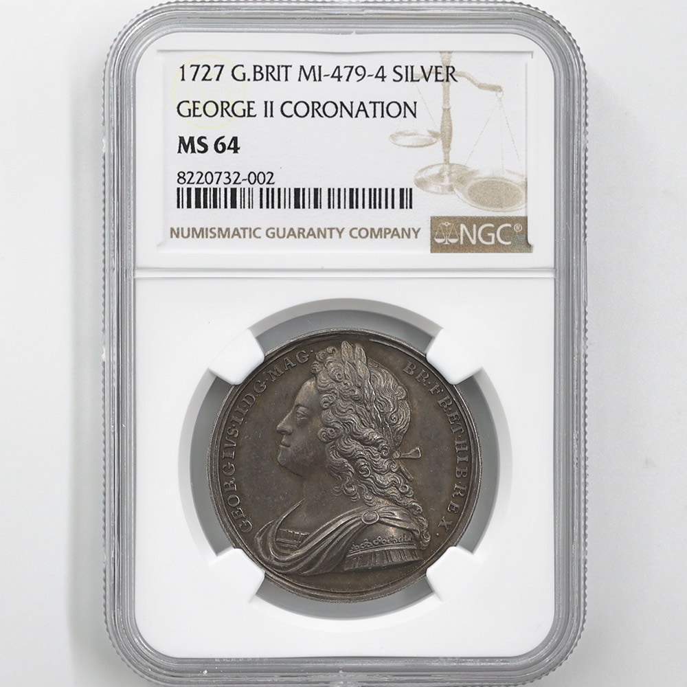 1727 Great Britain George Ⅱ Coronation 18.3 Grams Silver Medal NGC MS 64