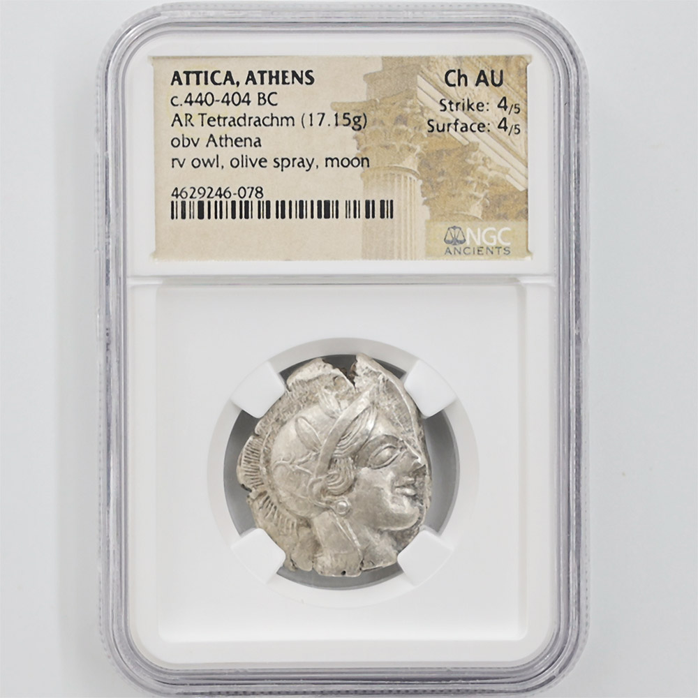 c.440~404BC Attica Athens AR Tetradrachm 17.15 Grams Silver Coin NGC CH AU 4/5-4/5