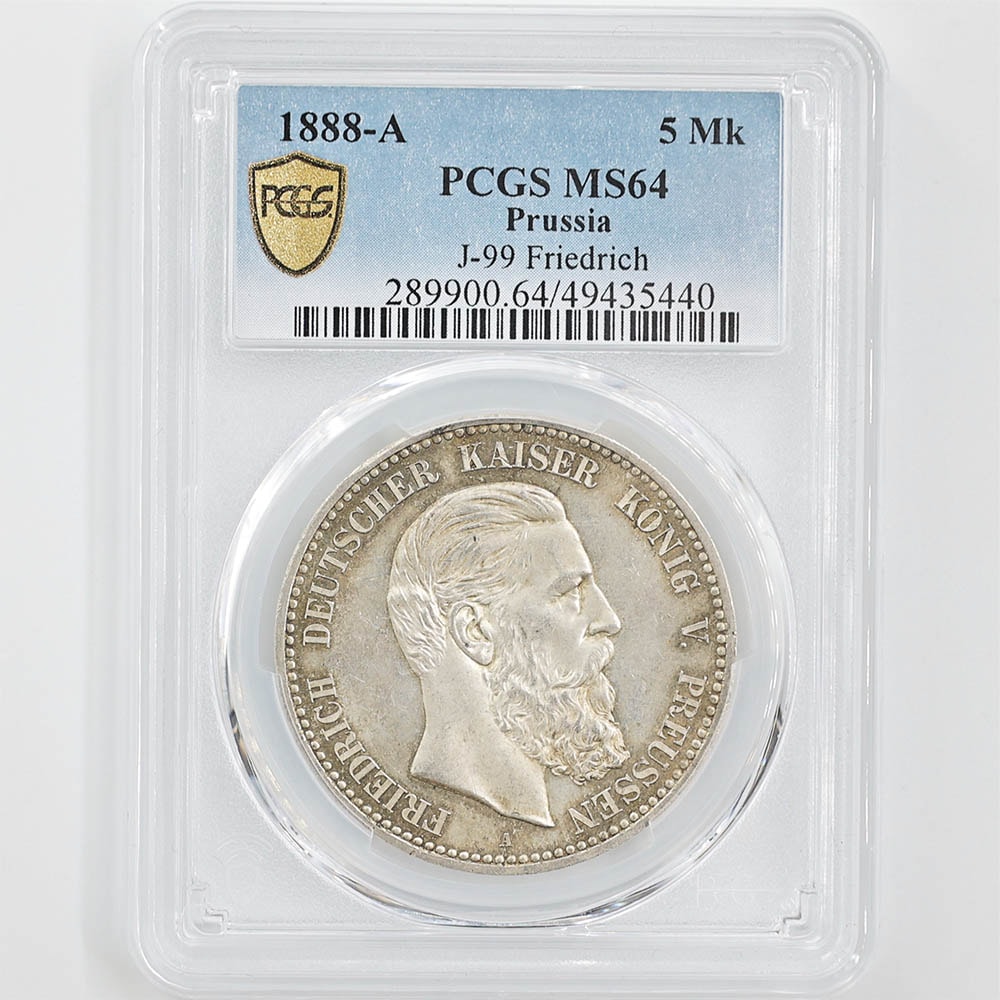 1888 Germany Friedrich Ⅲ 5 Mark 27.78 Grams Silver Coin PCGS MS 64