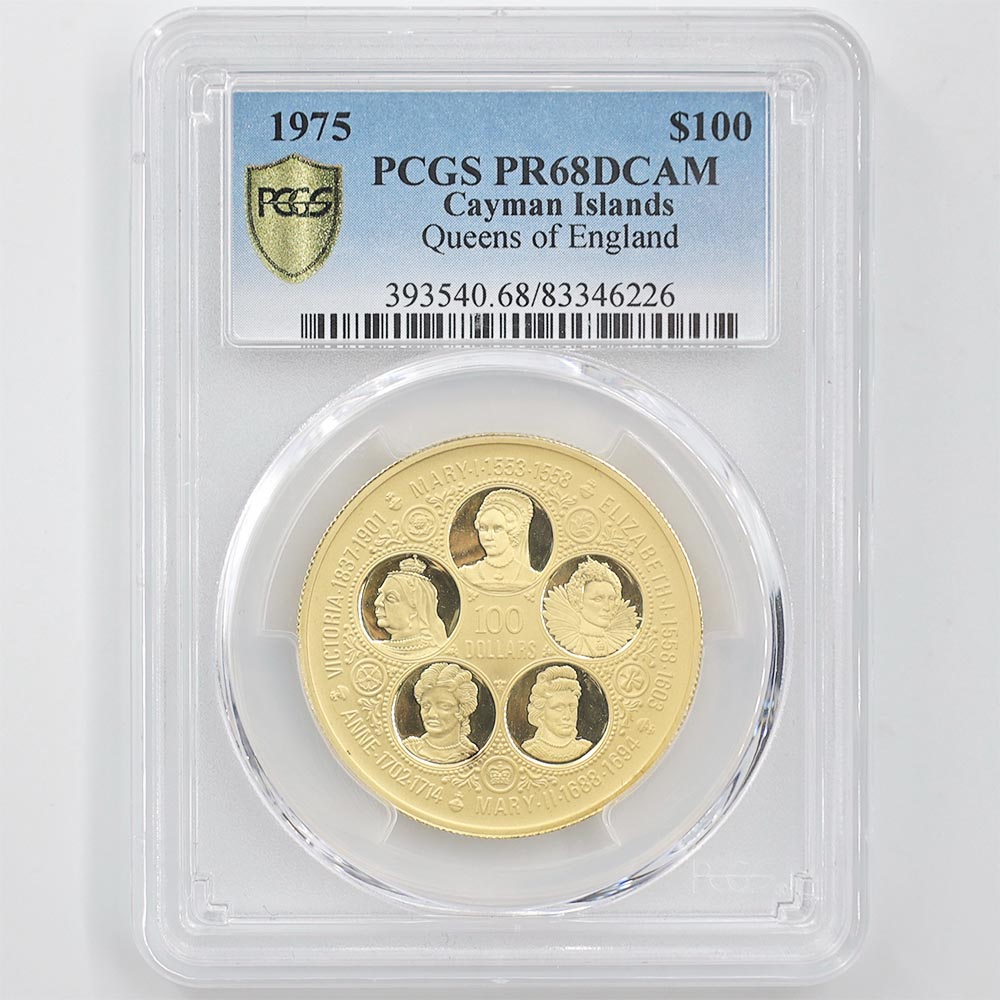 1975 Cayman Islands Queen of England 100 Dollars 22.70 Grams Gold Proof Coin PCGS PR 68 DCAM